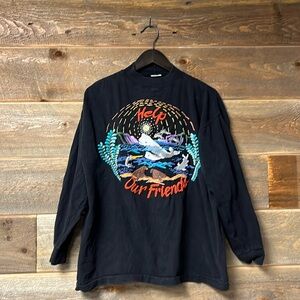 Vintage Hand Stitched Help Our Friends Animal Environmental Hippie Shirt